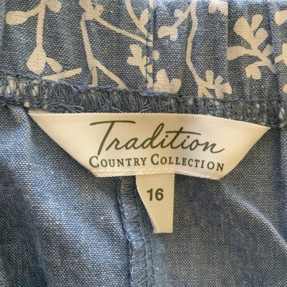 Tradition Skirt Maxi Floral Chambray Lightweight Denim Blue White 100% Cotton 16 - Picture 4 of 4